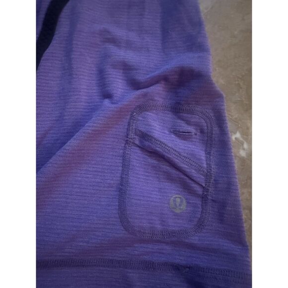 Lululemon 10 Basic Purple Active Tee Shirt Top Cut Out Stretch - Picture 3 of 8